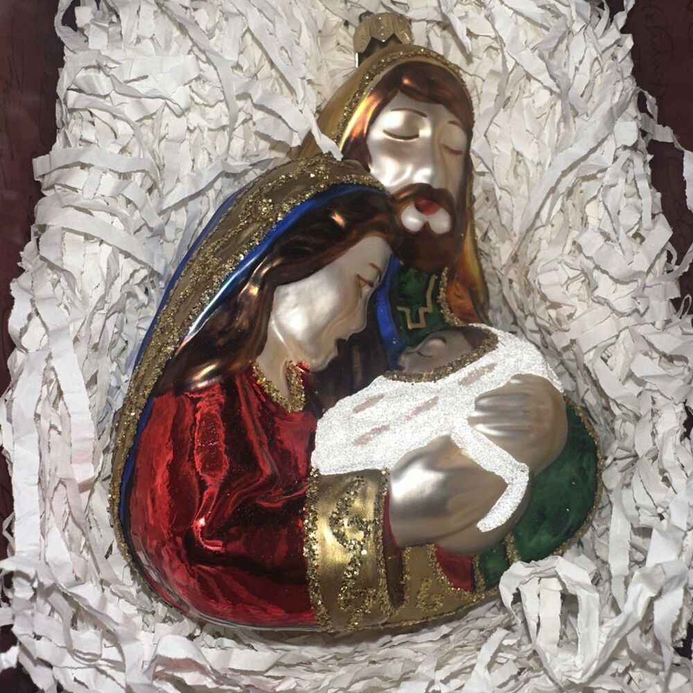 Hallmark Keepsake The Holy Family Crown Reflections Blown Glass Ornament Vintage